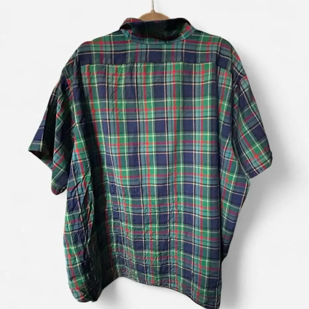 XL Vintage wool Pendleton plaid short sleeve button up shirt